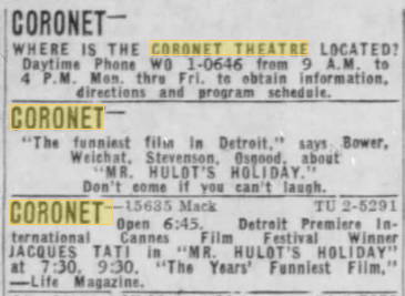 Coronet Theatre - 1955 Ad (newer photo)